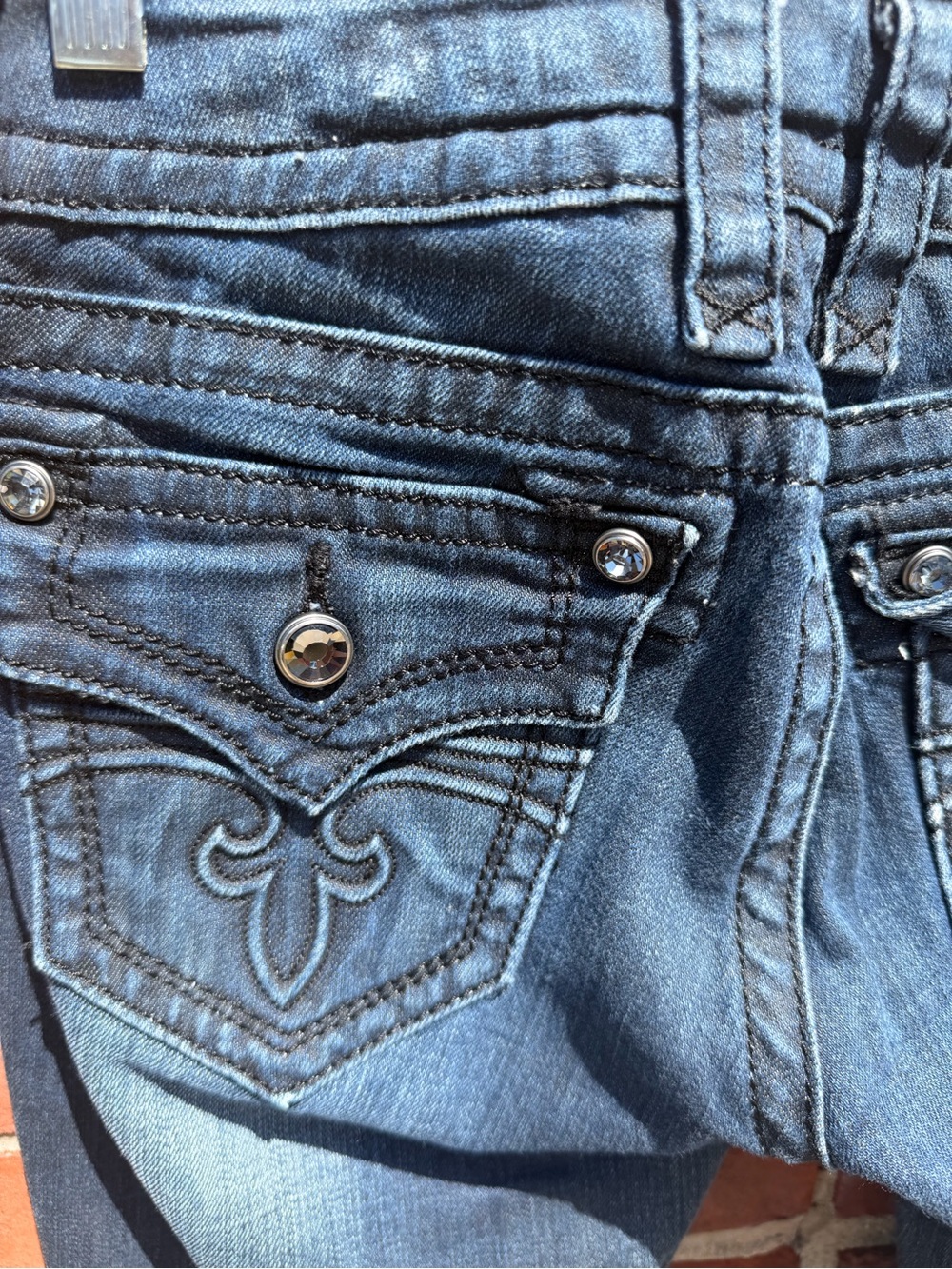 Rock Revival Women’s Dark Blue Embroidered Pocket Jeans